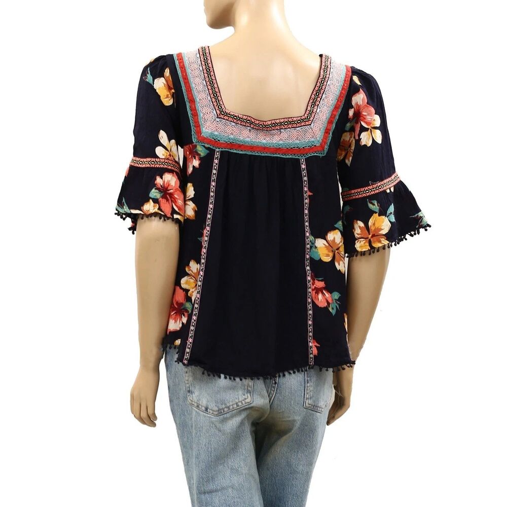 Anthropologie Dakota Embroidered Blouse Top Floral Print Swiss Dot XS 287552 - Picture 6 of 7